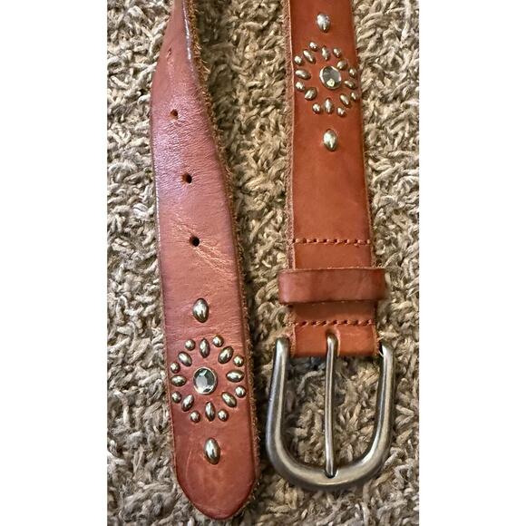 Cowboy 8 Belt Brown Leather Studded Rhinestones 1.25”x49” Western Cowgirl Rodeo - Picture 9 of 12